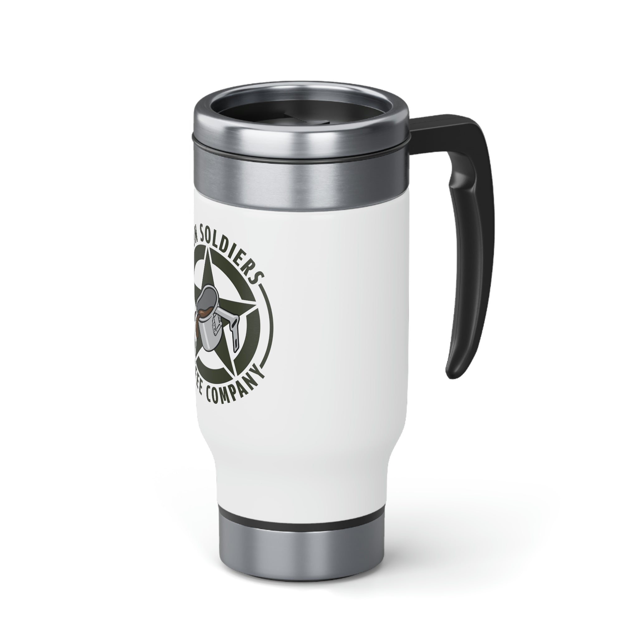 A105 - Iron Soldiers Stainless Steel Travel Mug with Handle, 14oz