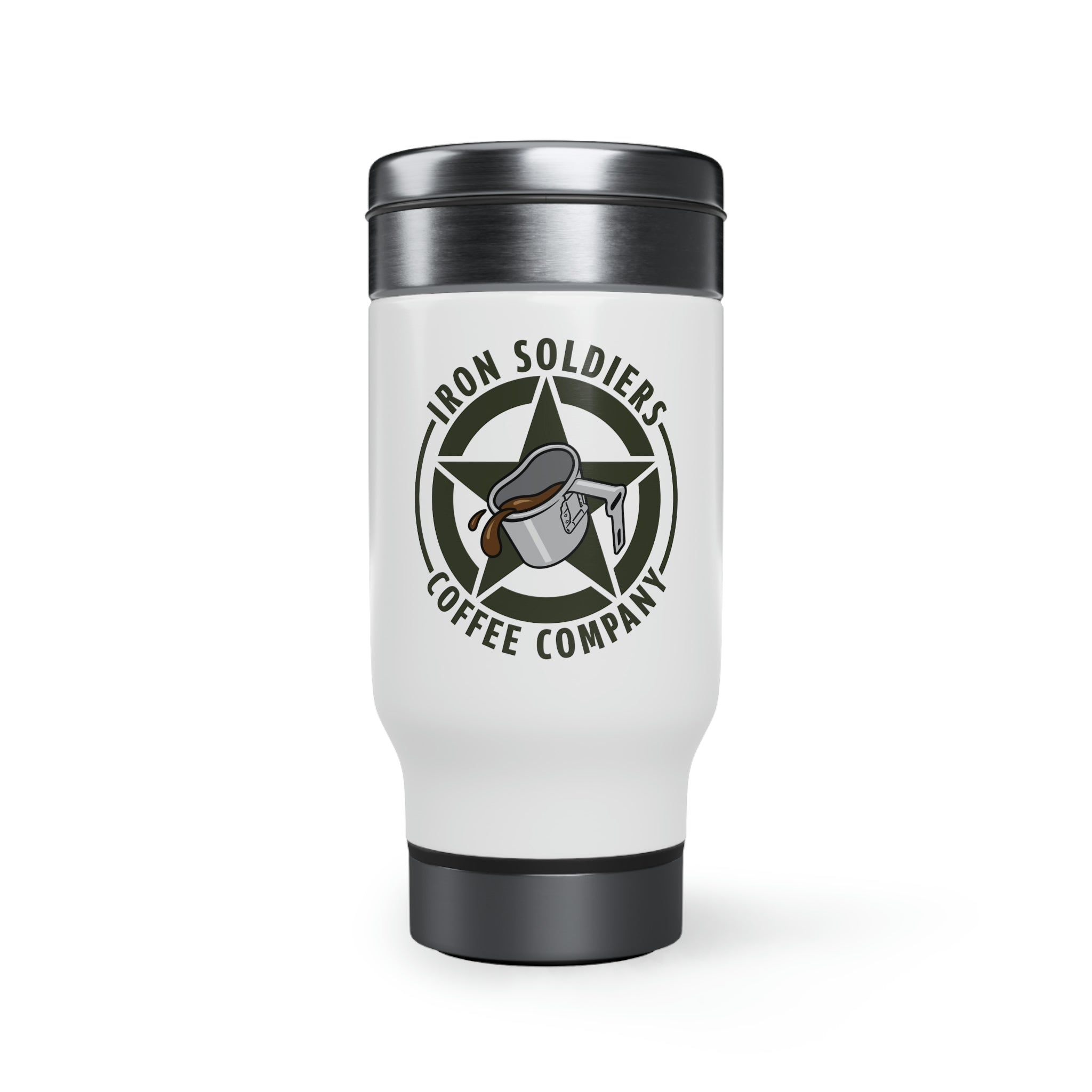 A105 - Iron Soldiers Stainless Steel Travel Mug with Handle, 14oz