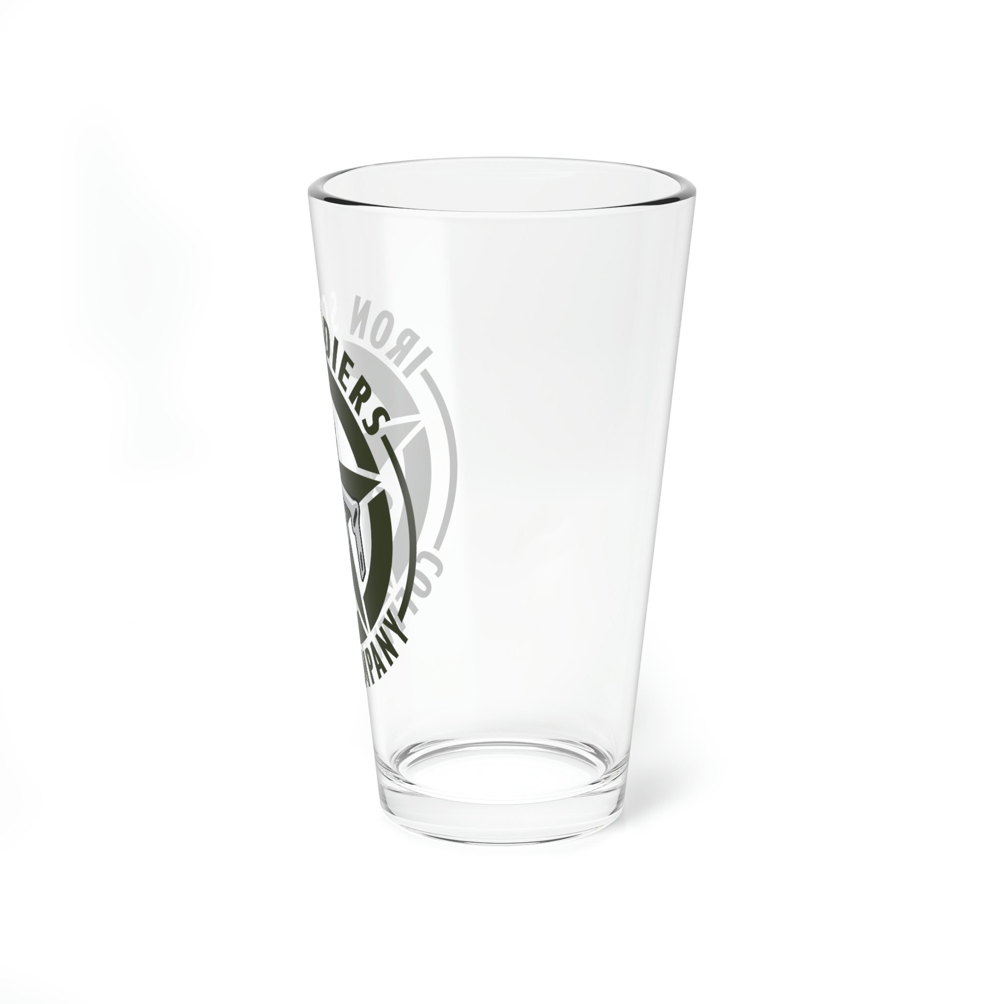 A201 - Iron Soldiers Logo Mixing Glass, 16oz